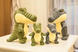 Conjunto de peluches de cocodrilo de simulación lindo, muñecos de peluche caimán, vista detalle.