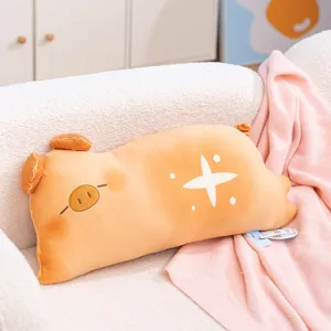Cute pig bread plush pillow soft stuffed animal cushion for home decor cozy living room