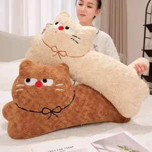 Schattig cartoon kat lang pluche kussen gezellig bed knuffelkussen voor kinderen woondecoratie.