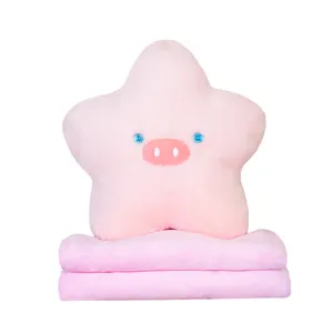 Joli coussin en peluche étoile rose avec couverture pliante doux cadeau de chambre