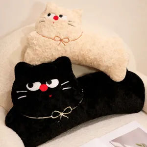 Schattig cartoon kat pluche kussen, lang knuffelkussen met afneembare wasbare hoes.