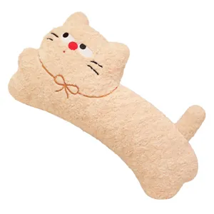 Leuke cartoon kat lange pluche kussen, zachte knuffelpop en comfortabel bedkussen voor kinderen.