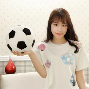 Stuffed soccer ball plush toy, soft football pillow for kids, ideal birthday gift for boys.