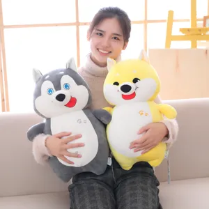 Cute cartoon dog plush toy, soft stuffed husky shiba inu dolls, ideal kids birthday gift.