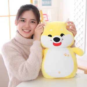 Cute yellow Shiba Inu plush toy, soft stuffed animal pillow for kids birthday gift.