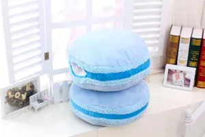 Süßes Makaron Plüsch Handwärmer Kissen Winter Büro Kissen blau weiches Stofftier Detail Ansicht