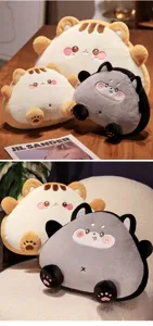 Simpatico cuscino peluche gatto riso, morbido peluche animale, dolce regalo di decorazione.