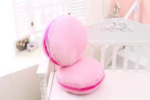 Süßes rosa Makronen Plüschkissen weiches Kuschelkissen für Sofa Büro Dekoration Handwärmer.