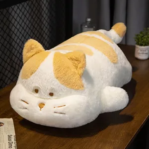 Cute long striped bread cat plush toy, soft stuffed animal body pillow for kids and girls.