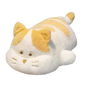 Cute striped cat plush pillow, soft stuffed bread cat toy for girls and kids sleeping hug.