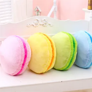 Niedliches buntes Macaron rundes Pluesch Kissen Set fuer Sofa und Buero Dekoration.