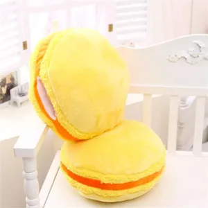 Süßes gelbes Macaron Plüschkissen weiches Stofftier für Zuhause Büro Sofa Deko Geschenk