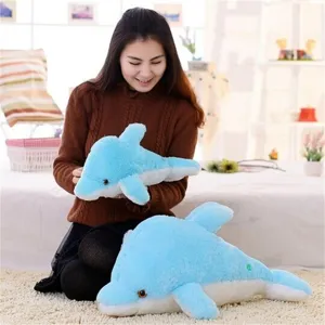 Simpatico cuscino in peluche delfino luminoso morbido giocattolo animale per regalo di compleanno