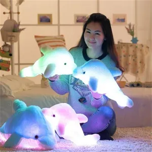 Cuscino in peluche delfino luminoso creativo, morbido animale LED regalo compleanno.