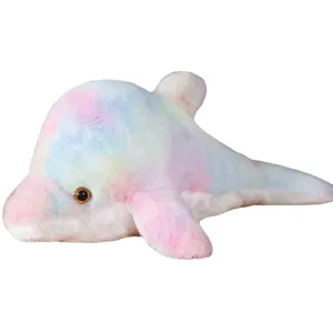 Cuscino peluche delfino arcobaleno pastello simpatico animale farcito regalo