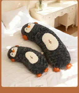 Cute penguin long plush body pillow soft bed bolster for girls sleeping and cozy rest.