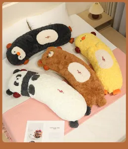 Cute cartoon animal long plush body pillow for sleeping, soft stuffed pillow for bed.