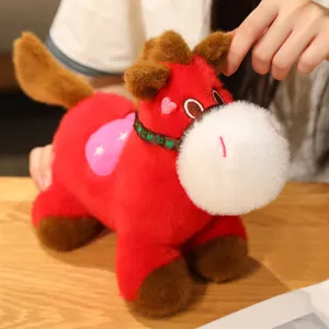 Red plush pony toy cute stuffed animal doll for kids gift soft pillow room decor cute design