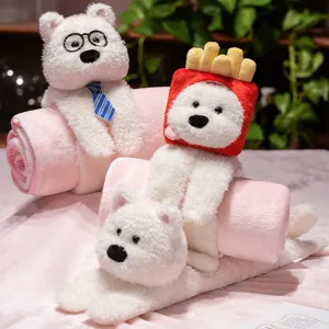 Kids Cute Cartoon Animal Plush Doll Roll Up Blanket Portable Office Travel Flannel Blanket Warm Soft Blanket Toy Gift