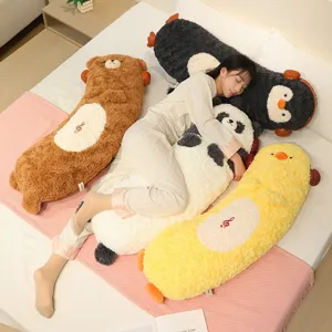 Cute Cartoon Animal Long Plush Body Pillow Cute Panda Penguin Bear Yellow Duck Hugging Sleeping Leg Pillow Bedside Cushion