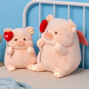 Cute angel pig plush toy valentine heart balloon stuffed doll lovely birthday gift for kids