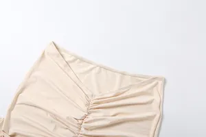 Women solid color slim fit ruched skirt detail waist elastic fabric summer fashion style