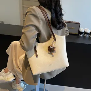Women vintage tote bag large capacity shoulder bag casual commuting PU leather handbag style