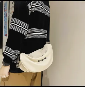 Bolso bandolera de media luna casual, bolso cruzado elegante, gran capacidad urbano.
