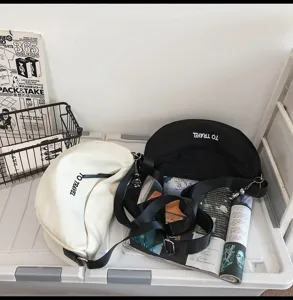 Bolso de hombro de lona estilo japones media luna gran capacidad bolsa informal para uso diario