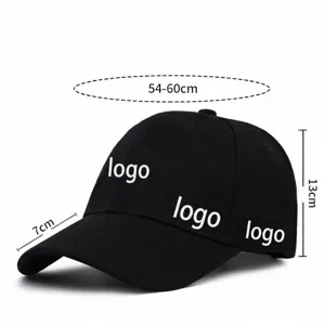 Gorra de béisbol negra con bordado de logotipo personalizado poliéster visera curva