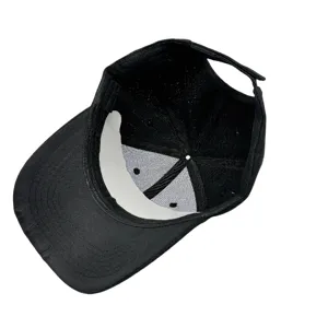 Gorra de beisbol negra lisa de poliéster visera curvada protección solar sombrero casual