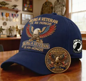 Gorra de béisbol bordada de veterano USMC con moneda, sombrero militar vintage para hombre.