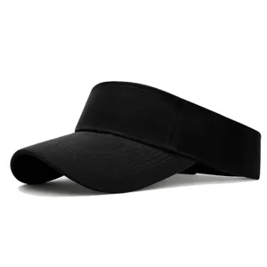 Casquette de sport noire unie, visiere de soleil respirante pour course en plein air.