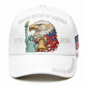 Gorra de béisbol bordada del 250 aniversario de USA, diseño de águila patriótica.