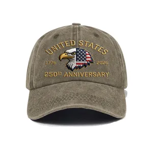 Gorra de béisbol de algodón lavado para hombre, sombrero águila 250 aniversario vintage EE.UU.