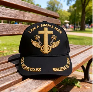Casquette de baseball noire brodée avec motif de croix et moto pour hommes et femmes