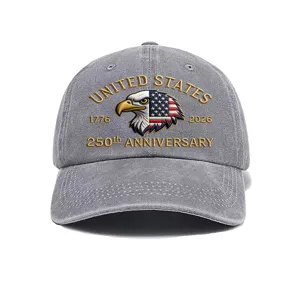 Gorra de béisbol de algodón lavado para hombre bandera de águila 250 aniversario patriótica