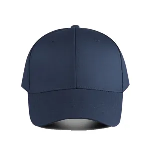 Casquette de baseball classique en coton bleu marine, vue détaillée chapeau de soleil.