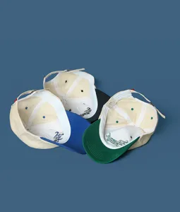 Colorblock embroidered baseball cap with adjustable strap, casual streetwear style sun hat.