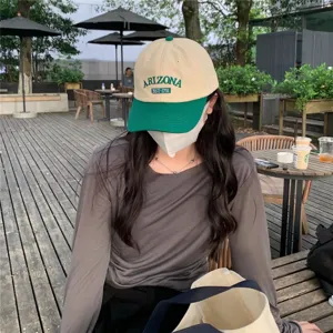 Korean style embroidered letter baseball cap, casual cotton sun hat for men and women outdoor.