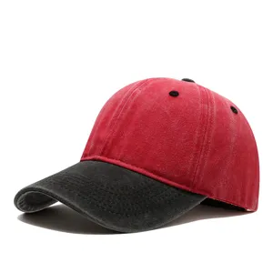 Vintage washed denim baseball cap with a stylish two-tone design, comfortable fit for daily wear.