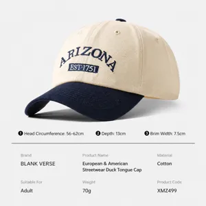 Detailed view of the baseball cap showing size measurements, brim length, and product specs.