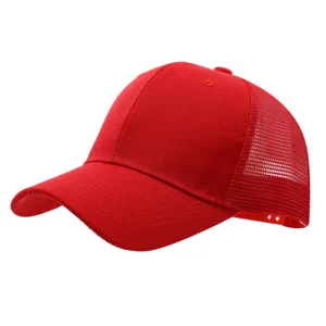 Red children trucker hat breathable mesh baseball cap for outdoor sun shading sports