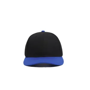 Black and blue six-panel baseball cap detail shot, perfect for outdoor sports and casual wear.