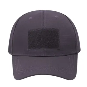Tactical baseball cap front detail featuring loop velcro patch for custom morale badges.