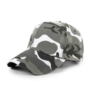 Casquette de baseball tactique camouflage gris, détail chapeau de sport extérieur solide.