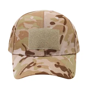 Tactical camouflage baseball cap for outdoor sports with front loop patch panel design.