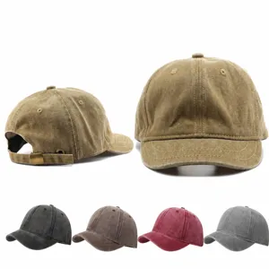 Retro Washed Cotton Baseball Cap Short Brim Literary Soft Top Unisex Outdoor Sun Hat Casual Vintage Duckbill Hat