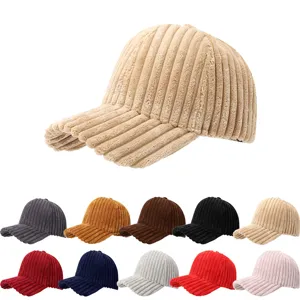 Unisex Solid Color Corduroy Baseball Cap Adjustable Casual Outdoor Warm Sun Hat
