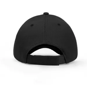 Gorra de béisbol negra lisa con correa ajustable, visera curva protección solar.